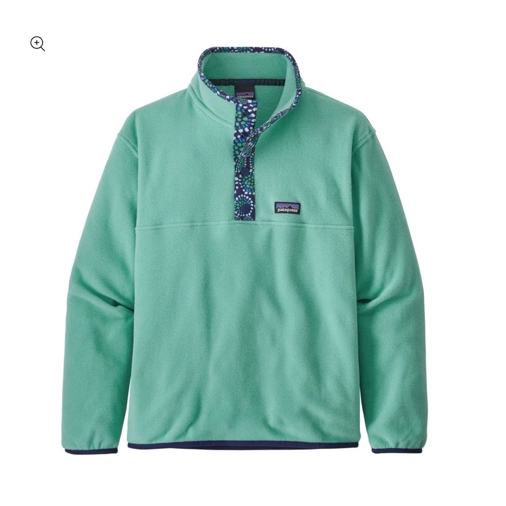 Patagonia Micro D Snap-T Fleece Pullover girls Sz XXL 16-18 Aqua blue green